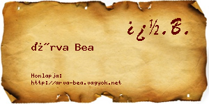 Árva Bea névjegykártya